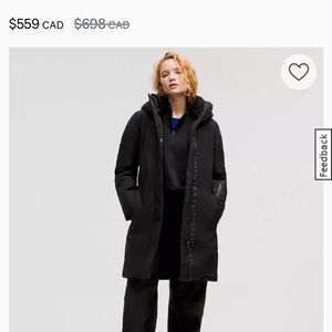 Lululemon Black Long Puffer Parka with Hood - Women's Cold-Weather Coat